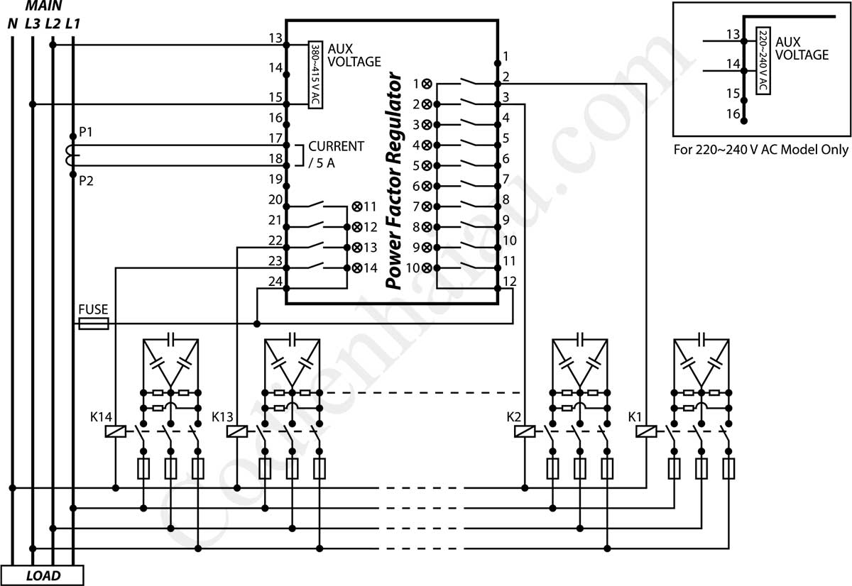 Cách đấu dây bộ điều khiển tụ bù Mikro PFR Series