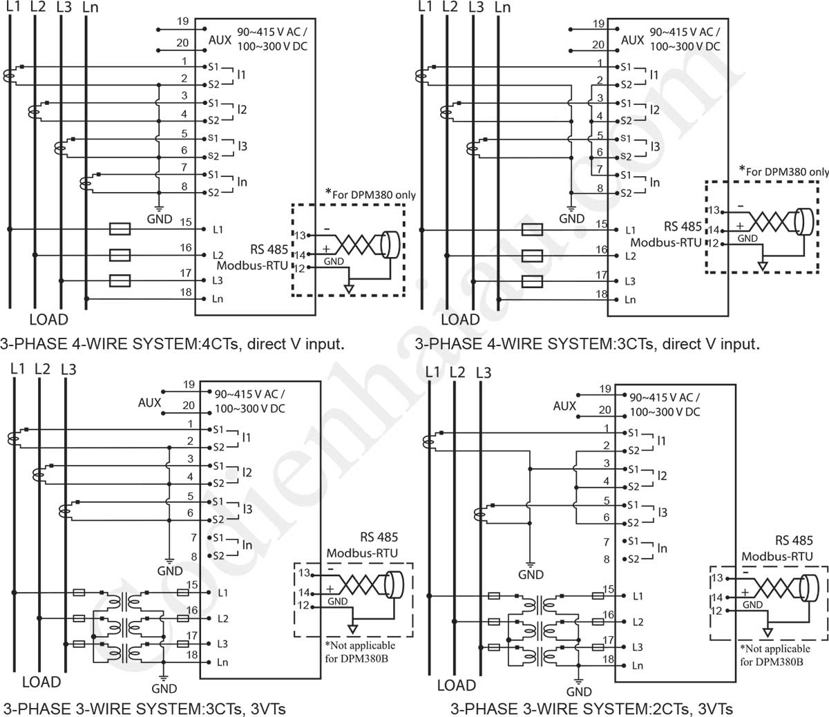 Cách đấu dây Đồng hồ đo công suất đa năng Mikro DPM380 Series