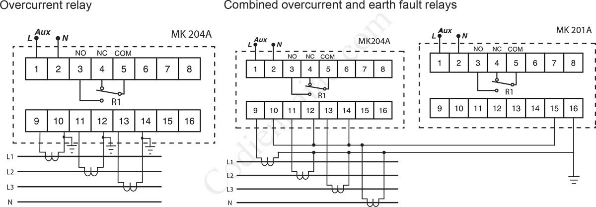 Cách đấu dây Rơ le bảo vệ chạm đất Mikro MK204A-240A