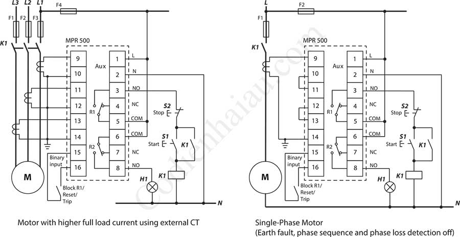 Cách đấu dây Rơ le bảo vệ Motor Mikro MPR 500