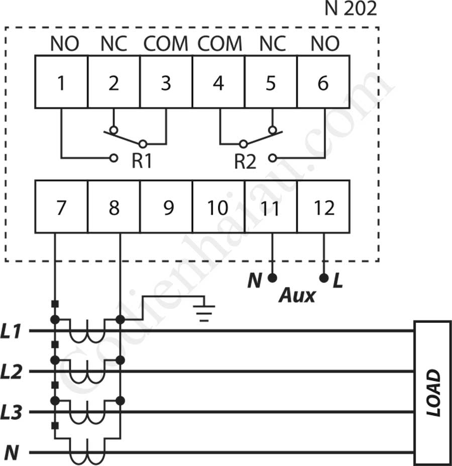 Cách đấu dây Rơ le bảo vệ dòng chạm đất  Mikro N202