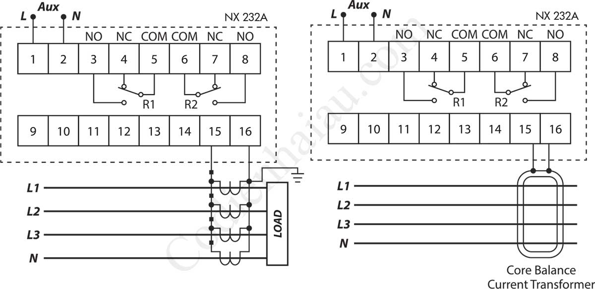 Cách đấu dây Rơ le bảo vệ dòng chạm đất Mikro NX232A