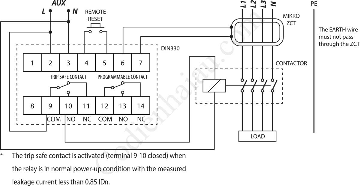 Cách đấu dây Rơ le bảo vệ dòng rò Mikro DIN330 Series