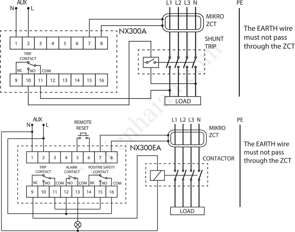 Cách đấu dây Rơ le bảo vệ dòng rò Mikro NX300A