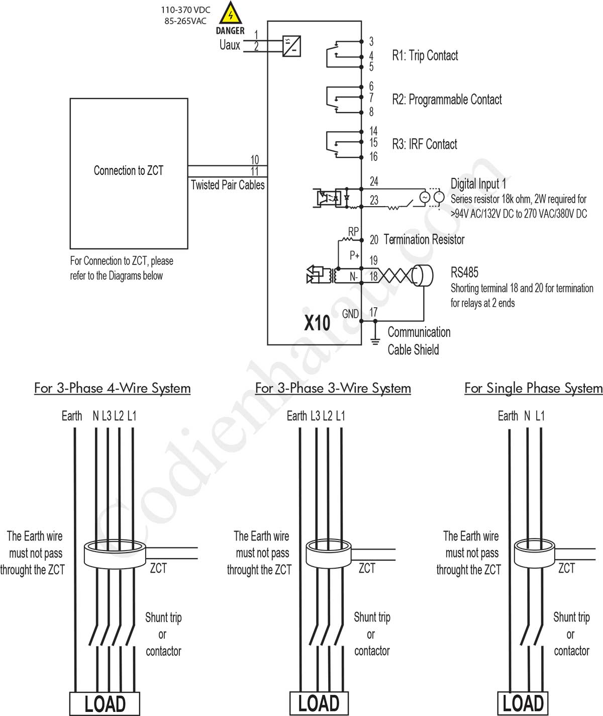 Cách đấu dây Rơ le bảo vệ dòng rò Mikro X10