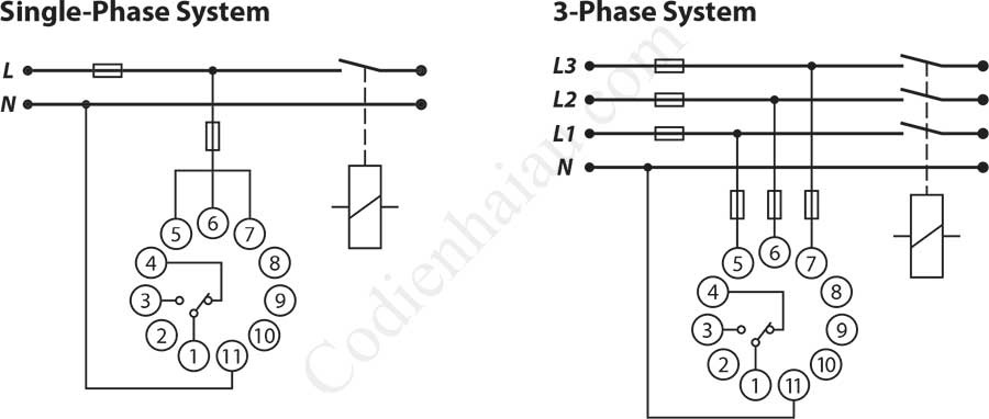 Cách đấu dây Rơ le bảo vệ pha và điện áp Mikro MX200A