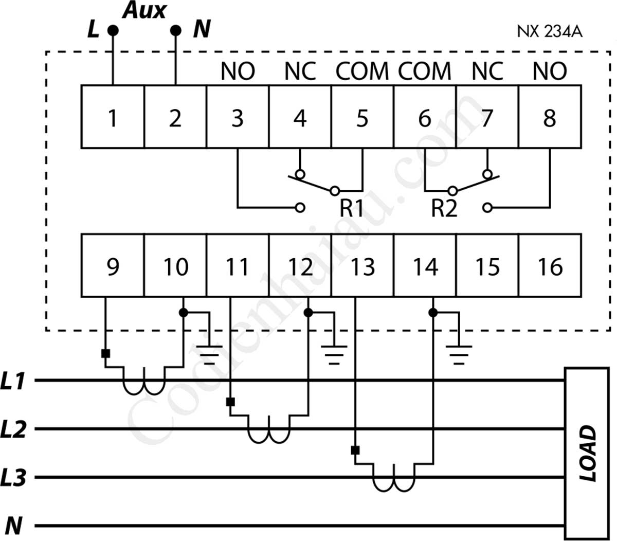 Cách đấu dây Rơ le bảo vệ quá dòng Mikro NX234A