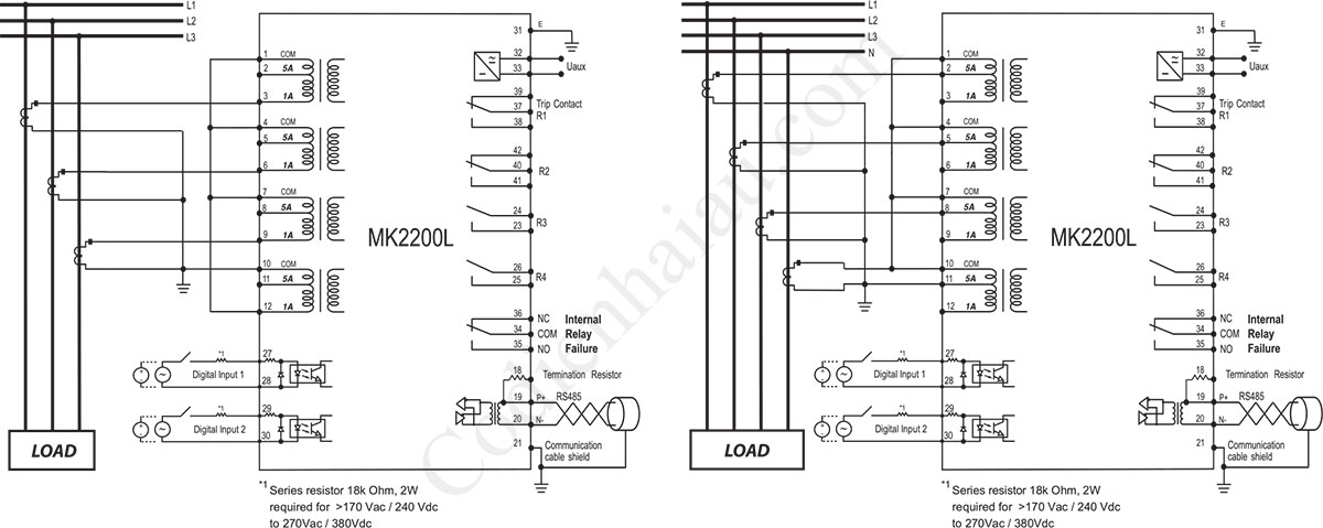 Cách đấu dây Rơ le bảo vệ quá dòng và chạm đất Mikro MK2200 Series