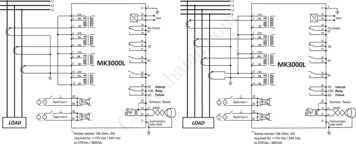 Cách đấu dây Rơ le bảo vệ quá dòng và chạm đất Mikro MK3000L