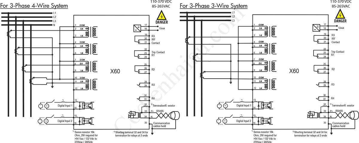 Cách đấu dây Rơ le bảo vệ quá dòng và chạm đất Mikro X60