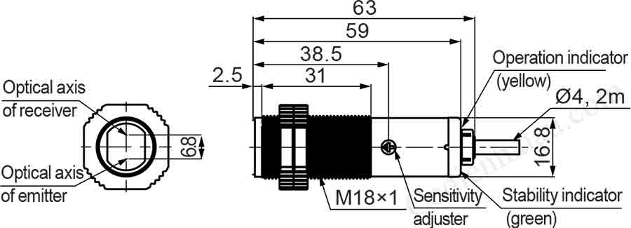 Kích thước lắp đặt cảm biến Autonics