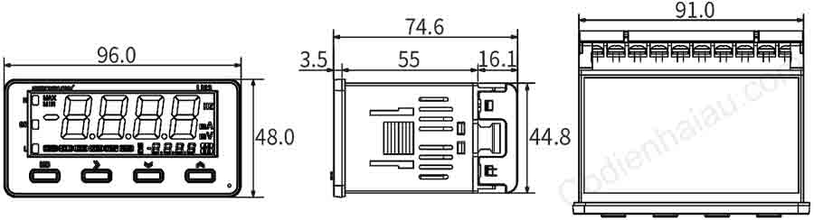 Kích thước lắp đặt đồng hồ đo Hanyoung LM Series