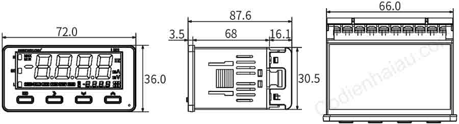 Kích thước lắp đặt đồng hồ đo Hanyoung LM Series