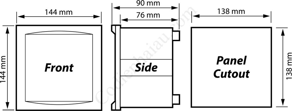 Kích thước lắp tủ bộ điều khiển tụ bù Mikro PFR Series