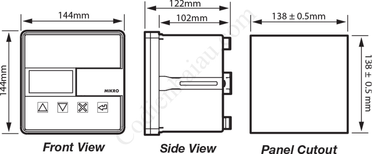 Kích thước lắp tủ Bộ điều khiển tụ bù Mikro X80 Series