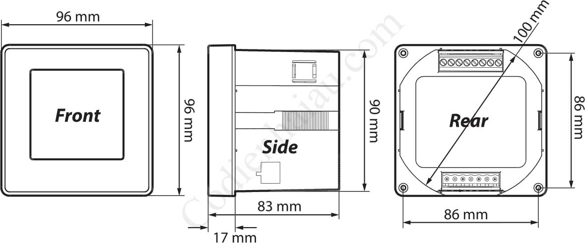 Kích thước lắp tủ Đồng hồ đo công suất đa năng Mikro DPM680-415AD