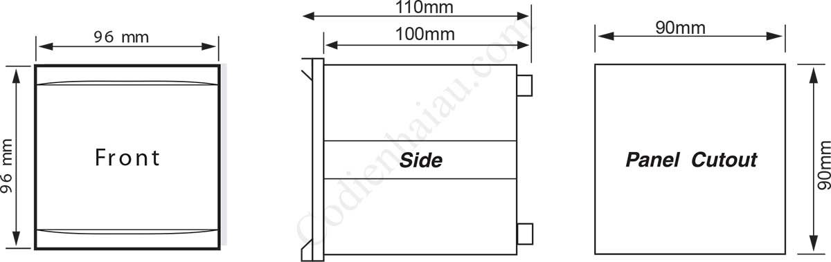 Kích thước lắp tủ Rơ le bảo vệ chạm đất Mikro MK204A-240A