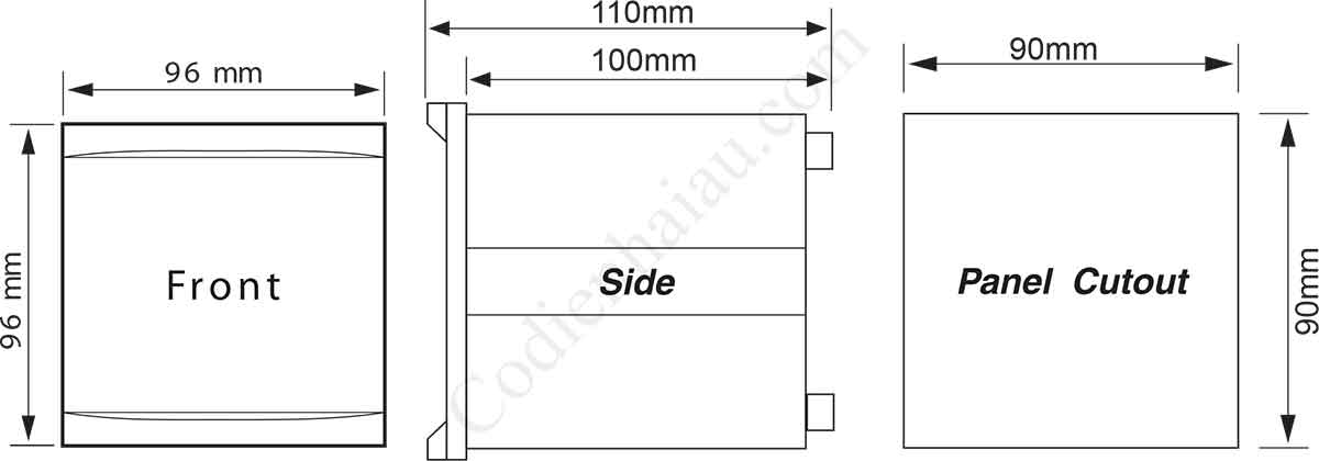 Kích thước lắp tủ Rơ le bảo vệ chạm đất Mikro MK231A