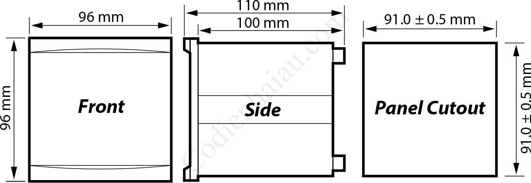 Kích thước lắp tủ Rơ le bảo vệ dòng chạm đất Mikro NX231