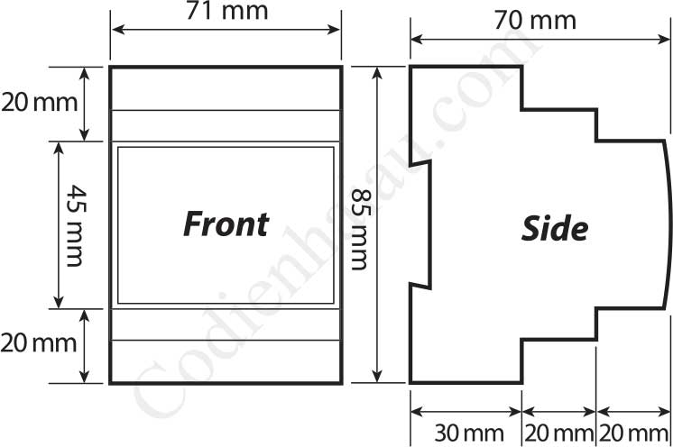 Kích thước lắp tủ Rơ le bảo vệ dòng rò Mikro DIN330 Series