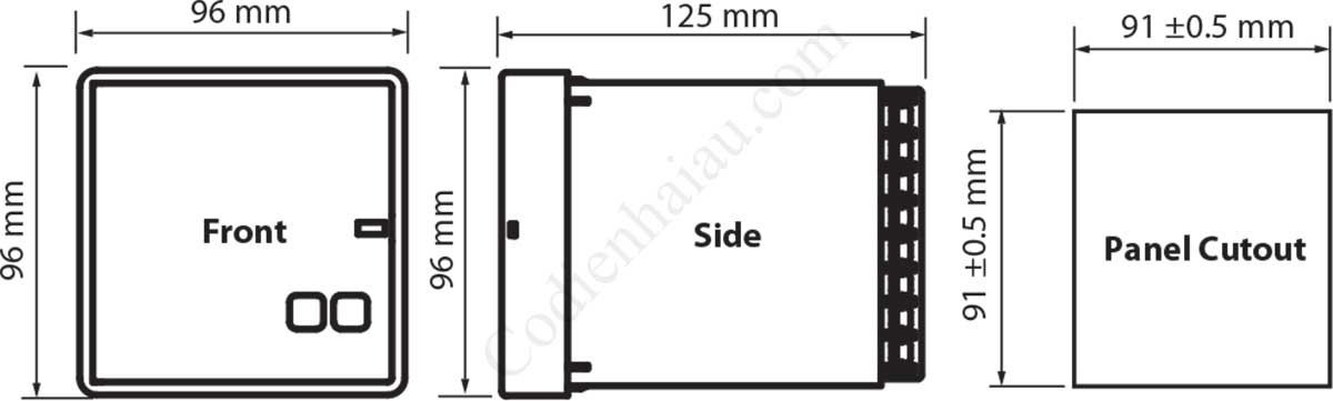 Kích thước lắp tủ Rơ le bảo vệ quá dòng và chạm đất Mikro X30