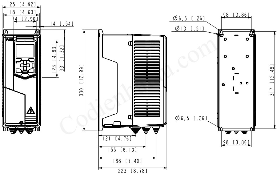 Kích thước biến tần ABB