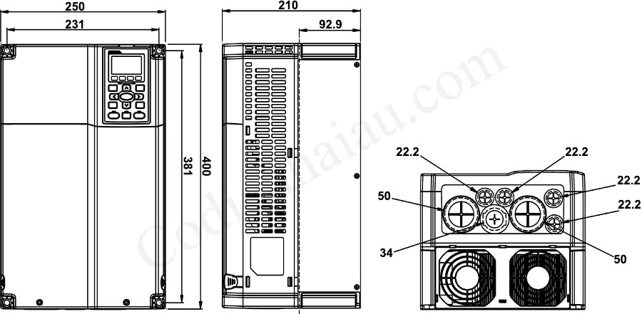 Kích thước lắp đặt biến tần Delta