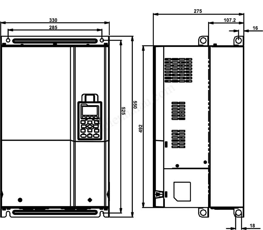 Kích thước lắp đặt biến tần Delta