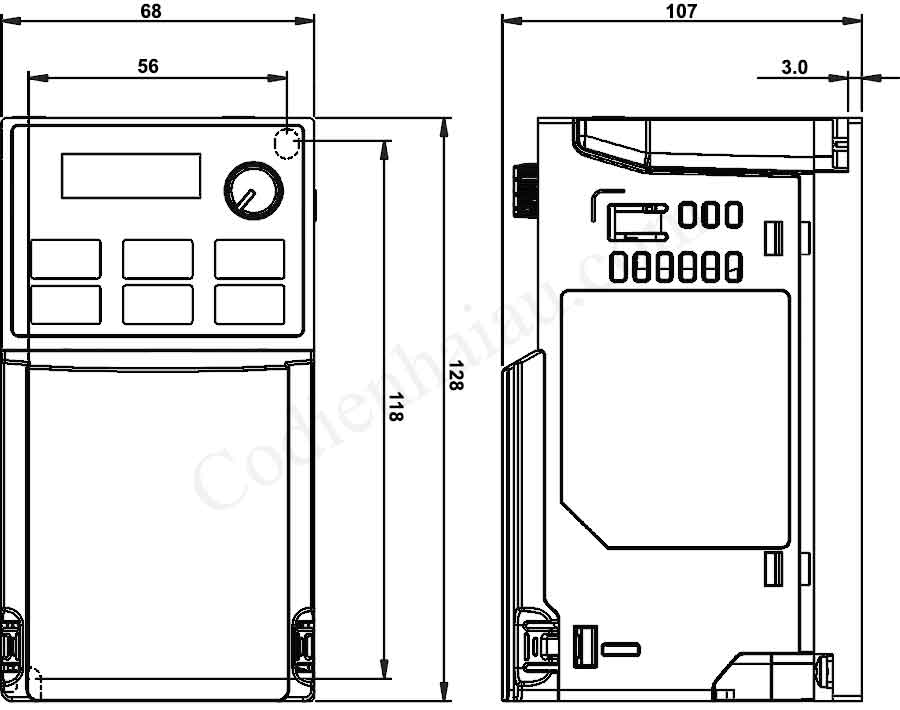 Kích thước lắp đặt biến tần Delta