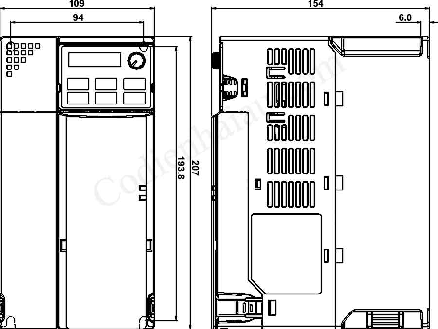 K&iacute;ch thước lắp đặt biến tần Delta