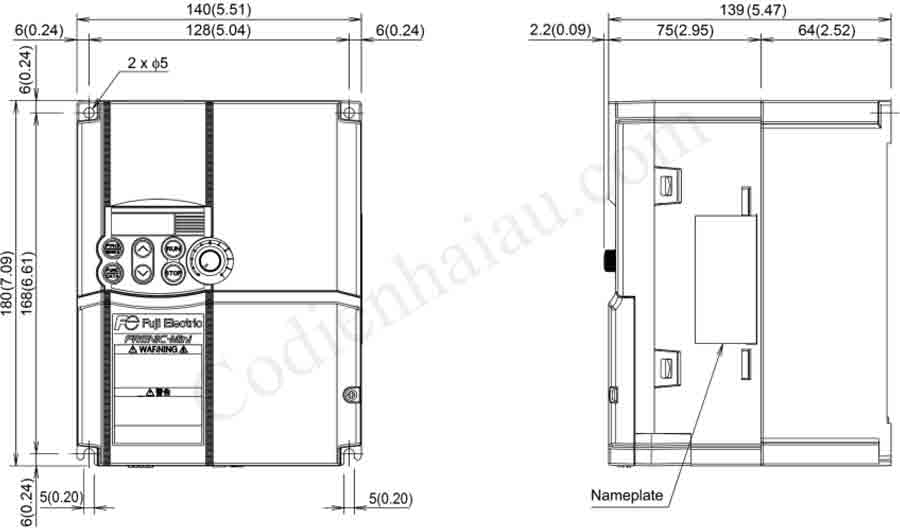 Kích thước lắp tủ biến tần GD200A Series