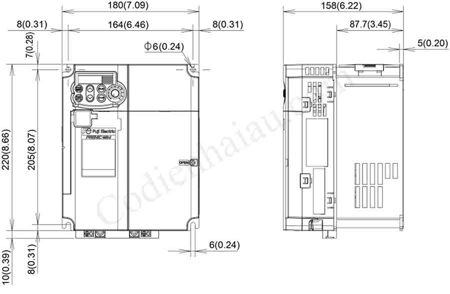 Kích thước lắp tủ biến tần GD200A Series