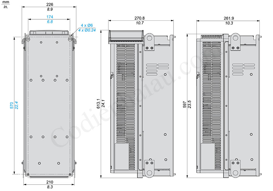 Kích thước lắp đặt biến tần Schneider