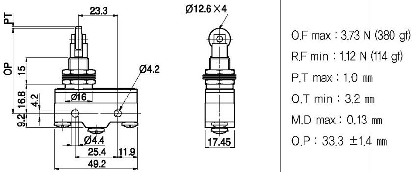 Công tắc hành trình Hanyoung HY-PR708A