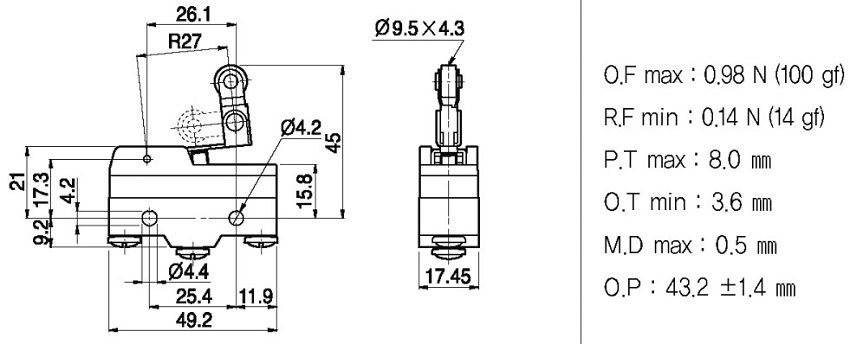 Công tắc hành trình Hanyoung HY-R704-2W