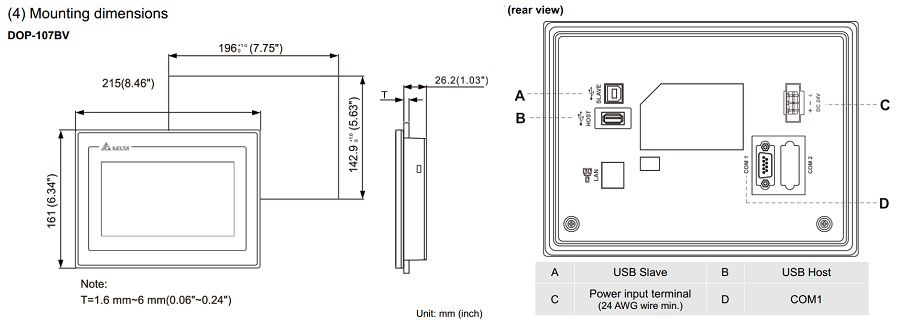 HMI Delta DOP-107BV 7inch