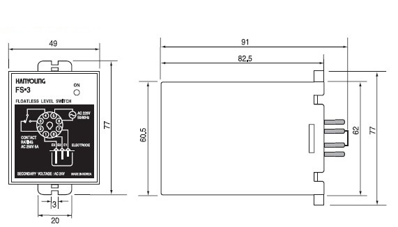 Bộ điều khiển mực nước Hanyoung FS-3