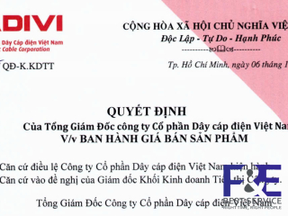 BẢNG GIÁ CADIVI UPDATE MỚI NHẤT NĂM 2024