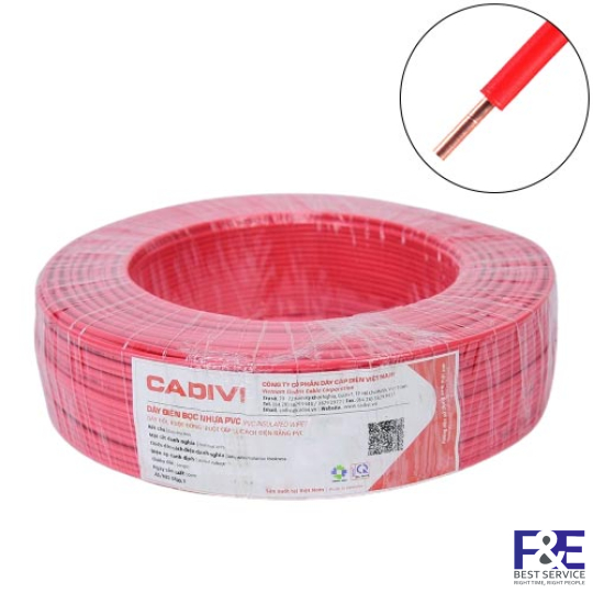 Dây điện đơn cứng Cadivi VC-2.5 mm2 (Đỏ) &#8211; 450/750V