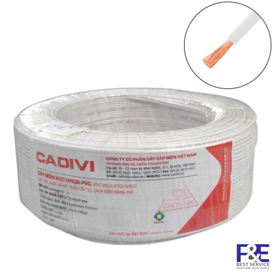 Dây điện đơn mềm Cadivi VCm-35 mm2 (Trắng) – 0.6/1KV