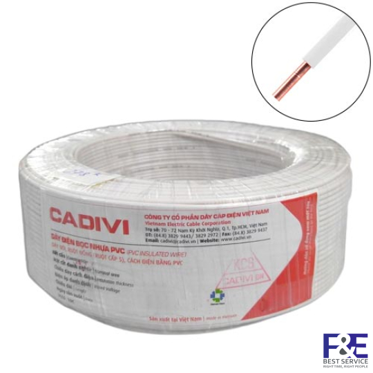 Dây điện đơn cứng Cadivi VC-1 mm2 (Trắng) – 300/500V