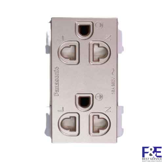 Ổ cắm đôi có màn che và dây nối đất Panasonic WEV1582-7MYZ