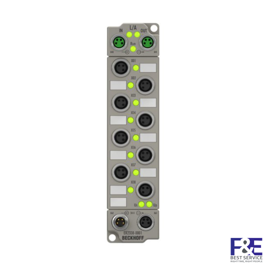 ER2338-0001 | EtherCAT Box, 8-channel digital combi, 24 V DC, 10 µs, 0.5 A, M8, zinc die-cast