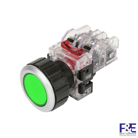Nút nhấn nhả Hanyoung MRF-AM1G 30mm 1NO+1NC màu Xanh lá