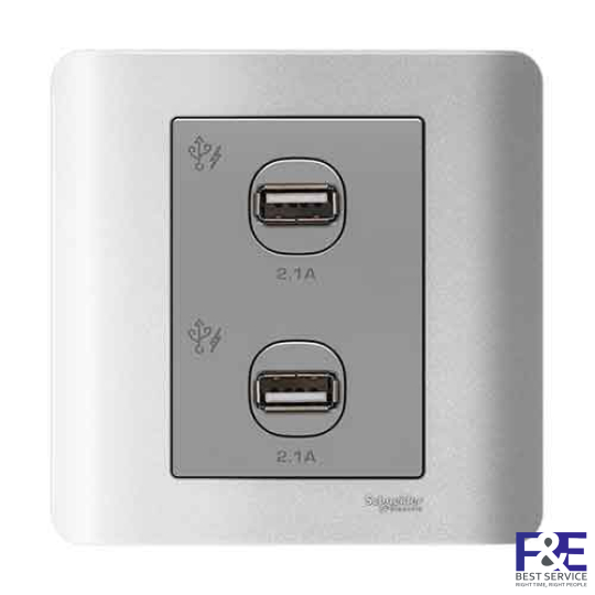 Ổ sạc USB đôi 2.1A Schneider E8432USB_SA_G19