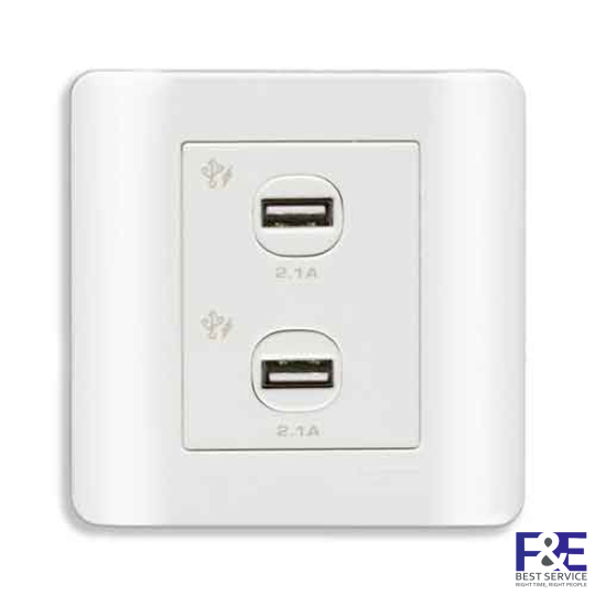 Ổ sạc USB đôi 2.1A Schneider E8432USB_WE_G19