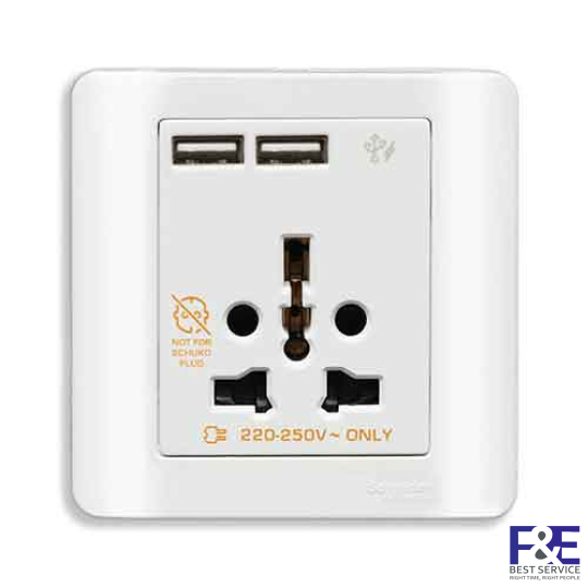 Ổ cắm đa năng và USB đôi E8442616USB_WE_G19