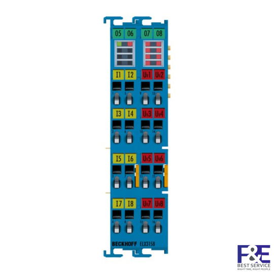 ELX3158 | EtherCAT Terminal, 8-channel analog input, current, 4…20 mA, 16 bit, single-ended, Ex i