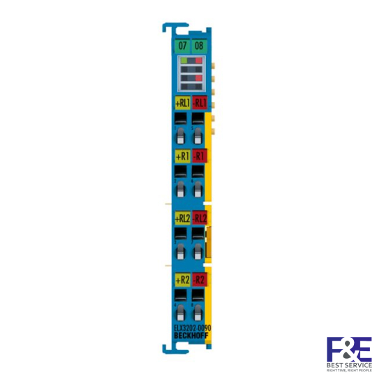ELX3202-0090 | EtherCAT Terminal, 2-channel analog input, temperature, RTD (Pt100), 16 bit, Ex i, TwinSAFE SC