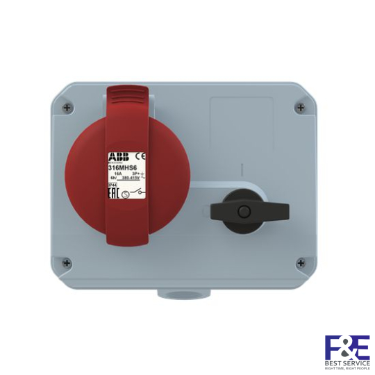 2CMA167631R1000 &#8211; Ổ cắm + khóa liên động ngang ABB 316MHS6 16A 3P+E 380-415V IP44